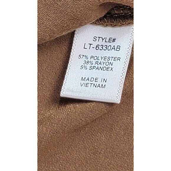 Zenana Raglan Tee Lace Sleeves Brown Camel Womens Size Medium New in Bag - Picture 3 of 8